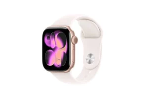 Apple Watch Series 11 GPS 42mm Boitier en Aluminium Or Rose avec Bracelet Sport Rose Tendre S/M
