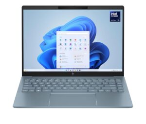 HP Pavilon Plus 14-ew1000sf Laptop 14 Inches 2.8K OLED 120 Hz, Laptop (Intel Core Ultra 5 125H, 16GB RAM, 512GB SSD, Intel Arc Graphics, Windows 11), Laptop Blue, AZERTY Keyboard