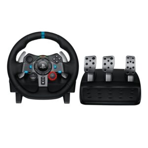 Logitech G G29 Driving Force Racing Steering Wheel and Pedals, Realistic Force Feedback, Stainless Steel Gear Levers, Steering Wheel Cover for PS5, PS4, PC and Mac - Black