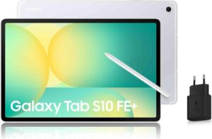 Samsung Galaxy Tab S10 FE+, Tablette Android WiFi 13.1" 128 Go, S Pen Inclus, Certification IP68, Argent, Chargeur Secteur Rapide 25W Inclus, Version FR
