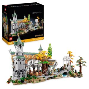 LEGO 10316 Lord of the Rings Icons: Background, Build the Valley of Middle-earth, Large Immersive Set with 15 Minifigures including Frodo, Sam and Bilbo Baggage