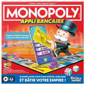 Monopoly Banking App, Board Game - French Version, Family and Children Electronic Board Game, with Interactive Bank Card and Mini Games Via Free App, From 8 Years Old