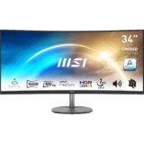 MSI Pro MP341CQ UWQHD Curved 34 Inch Desktop Monitor - VA Panel 1500R, 3440x1440, 100Hz, Eye Comfort, 116% sRGB, HDR Ready, Built-in Speakers, Adjustable Tilt - HDMI, DisplayPort
