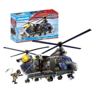 Playmobil 71149 Special Forces Transport Helicopter - City Action - with Two Characters and One Helicopter with Sound and Light Functions - City & Professions - From 5 Years