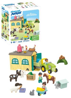 Playmobil 71656 Junior: Farm with Tractor and Animals - Toy made from material of plant origin - from 12 months