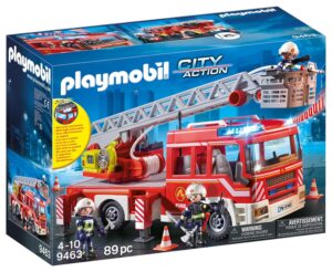 Playmobil 9463 Fire Truck with Swivel Ladder - City Action - with Three Characters, One Vehicle with Telescopic Ladder, Light and Sound Module - Emergency Response - From 4...