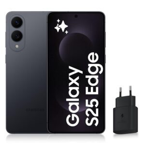 Samsung Galaxy S25 Edge, 5G Android Smartphone with Galaxy AI, 512GB, 25W Fast Mains Charger Included, Unlocked Smartphone, Absolute Titanium Black, FR Version