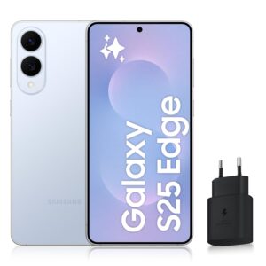 Samsung Galaxy S25 Edge, 5G Android Smartphone with Galaxy AI, 512GB, 25W Fast Mains Charger Included, Unlocked Smartphone, Light Blue Titanium, FR Version