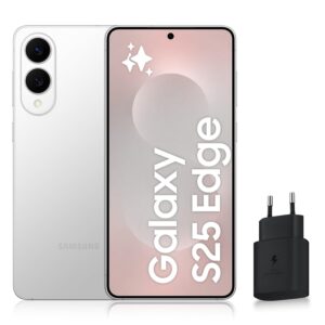 Samsung Galaxy S25 Edge, 5G Android Smartphone with Galaxy AI, 512GB, 25W Fast Mains Charger Included, Unlocked Smartphone, Titanium Silver, FR Version