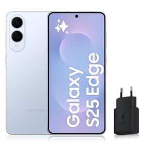 Samsung Galaxy S25 Edge, Android 5G Smartphone with Galaxy AI, 256GB, 25W Fast Mains Charger Included, Unlocked Smartphone, Light Blue Titanium, FR Version